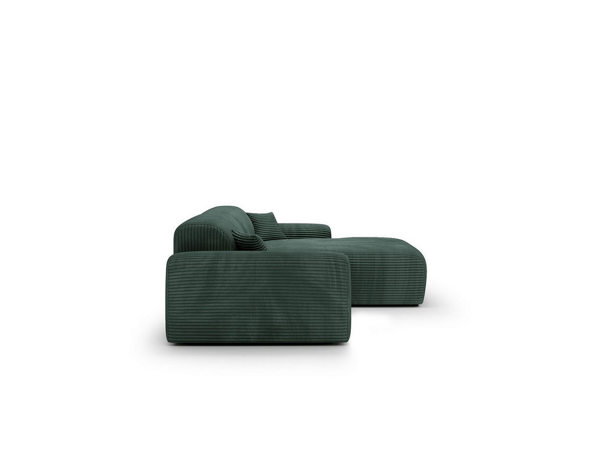 ECKSOFA mit Longchair - Cord - Schwarz/Grün, Kunststoff/Textil (284/178cm) - home24