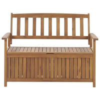 GARTENBANK Akazienholz hellbraun mit Stauraum 120 cm Sovana - Hellbraun, Holz (120/91/60cm) - Beliani