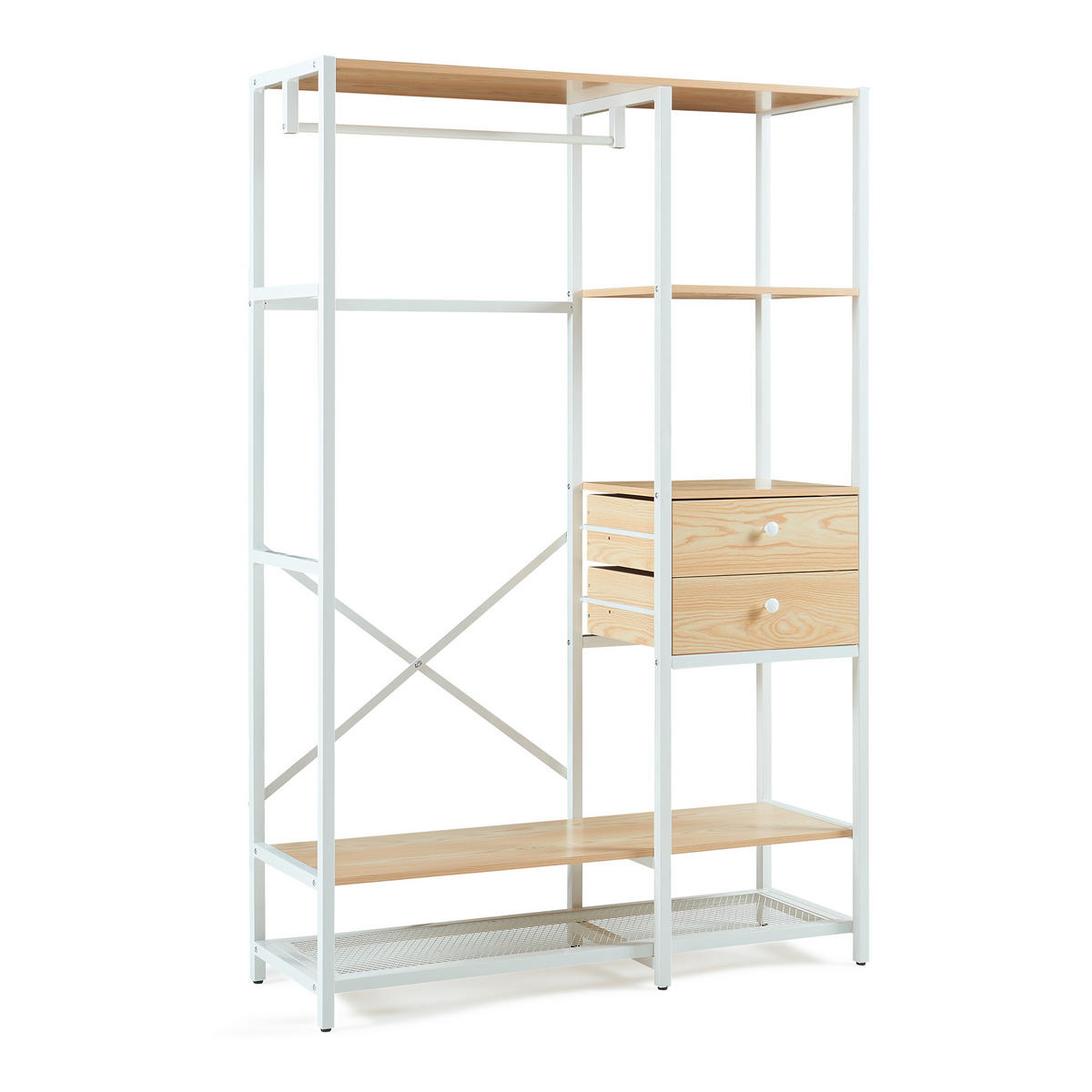 GARDEROBENSTÄNDER Larem - Eichefarben/Schwarz, Holzwerkstoff/Metall (120/180/40cm) - [en.casa]