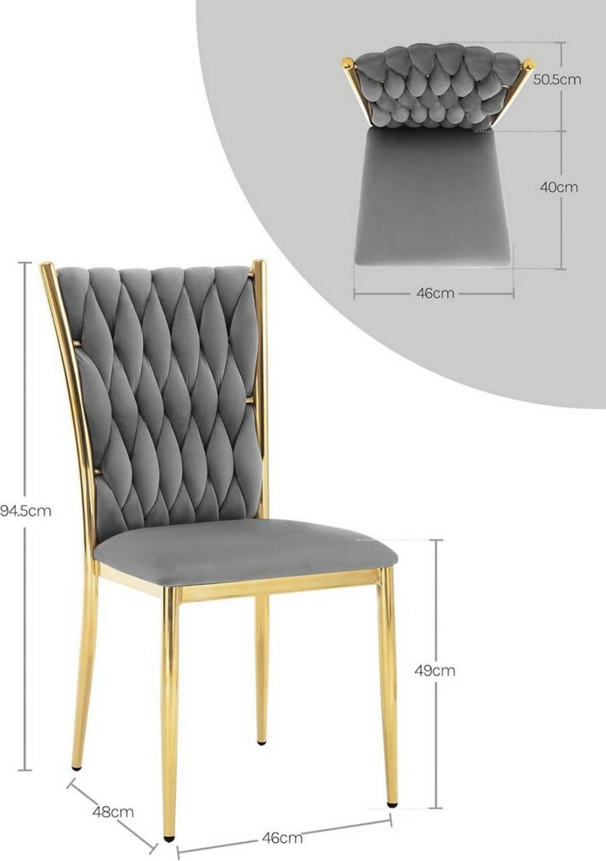 ESSZIMMERSTUHL 6er Set hohe Rückenlehne, Samt, Dunkelgrau - Dunkelgrau, Kunststoff/Textil (46/94.5/48cm) - Woltu