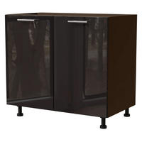 KÜCHENUNTERSCHRANK Essen D11/90 Schwarz Hochglanz / Lava Matt 90 / 50 / 82cm - Schwarz Hochglanz/Dunkelgrau, Holz/Holzwerkstoff (90/82/50cm) - Feldmann-Wohnen