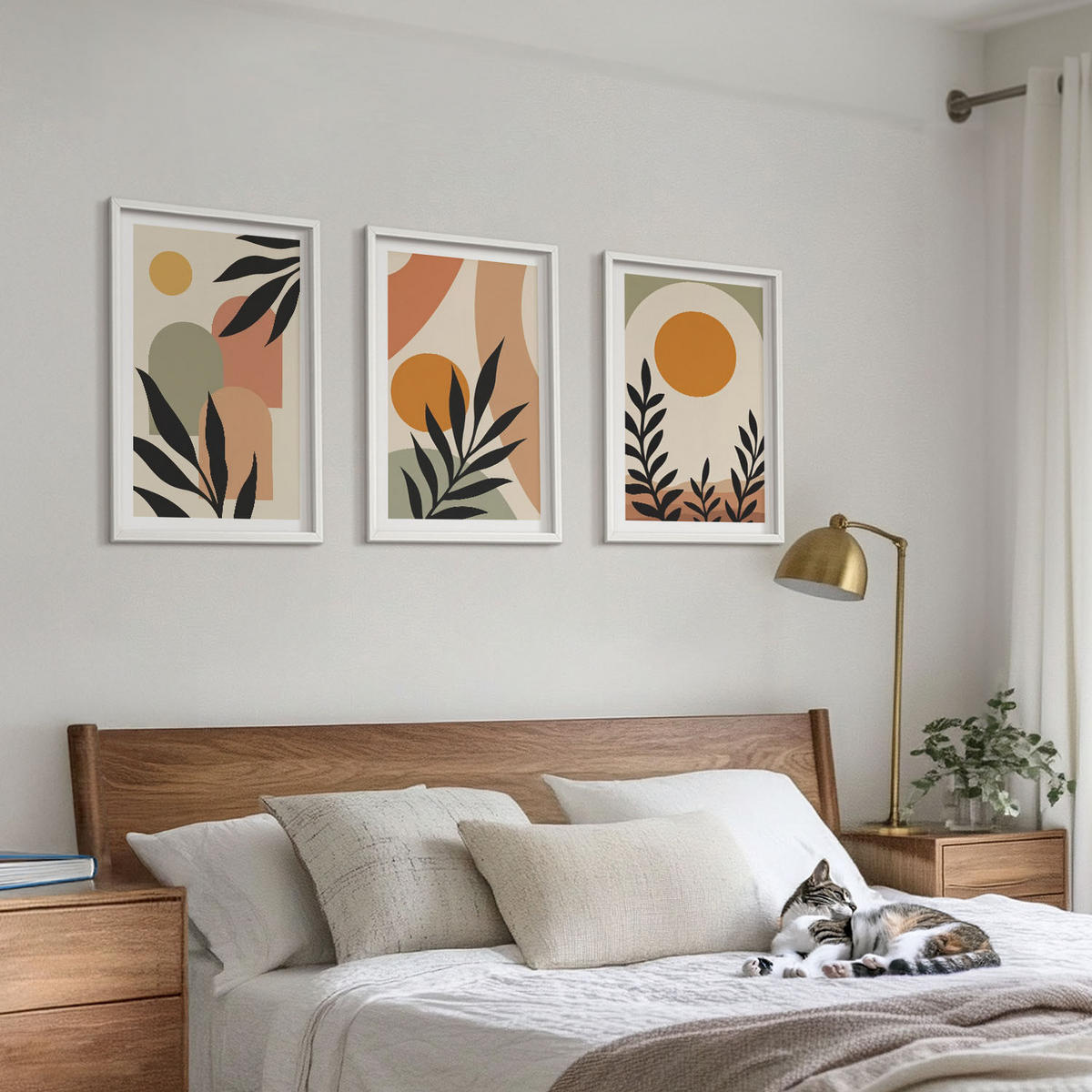 WANDBILDER 3er-Set - 40x60 cm Weißer Rahmen - Abstrakte Pflanzenformen - Weiß, Kunststoff (40/60cm) - ArtPrintCave