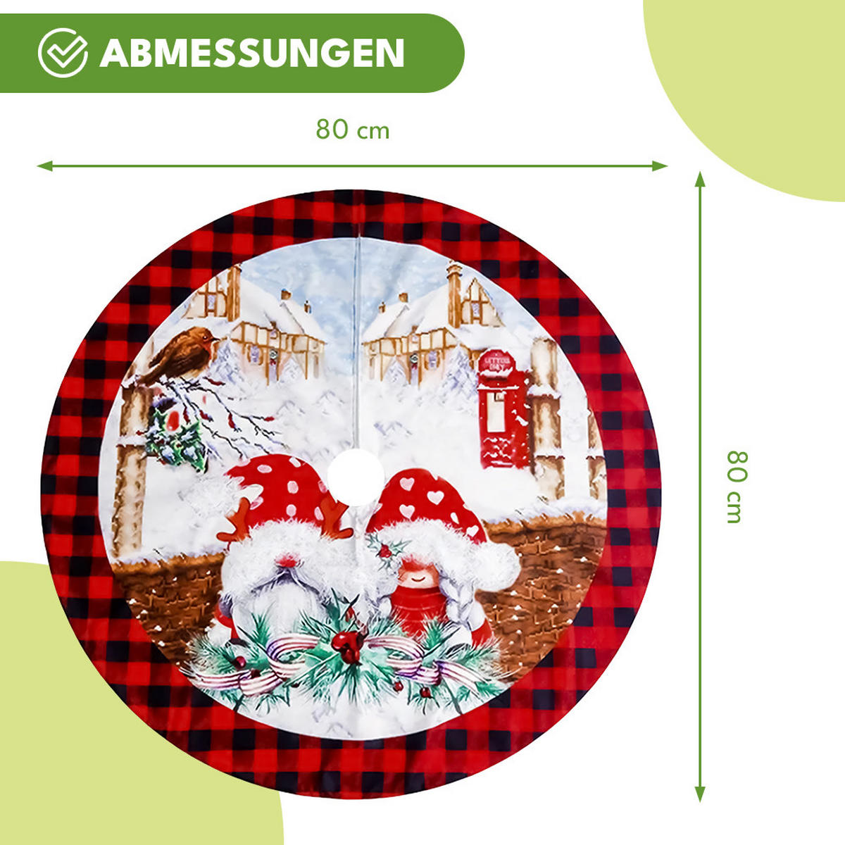 CHRISTBAUMDECKE Weihnachtsbaumdecke 80cm - Rot, Textil (80/1/80cm) - KRUMAD