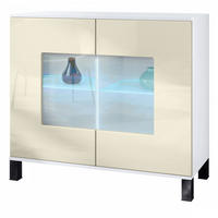 KOMMODE Grömitz Creme Hochglanz - Creme, Holzwerkstoff (92.5/84.5/35cm) - Vladon