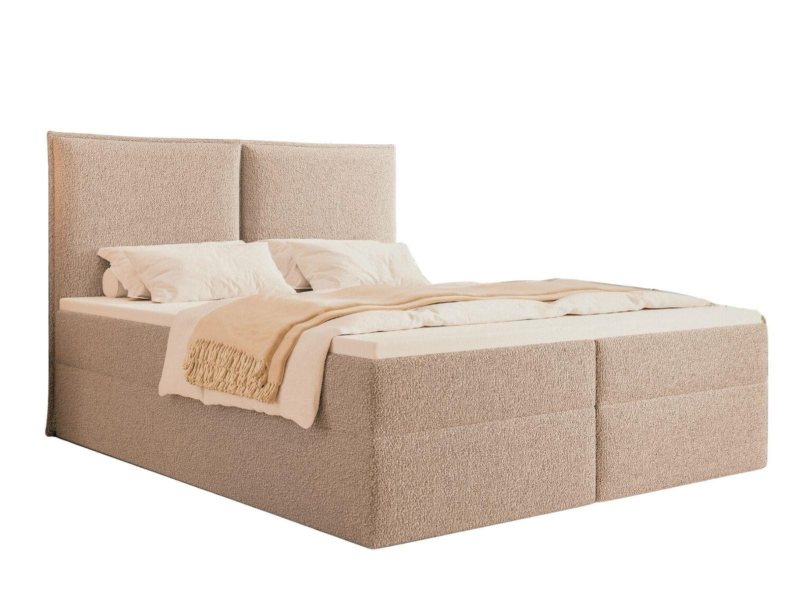 BOXBETT Beige mit topper 120x200 PILLOW - Beige, Holzwerkstoff (120/200cm) - Compleo24