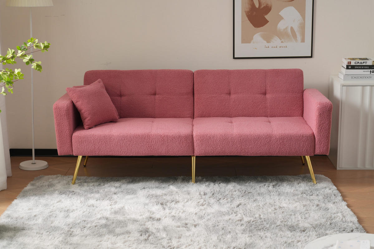 SCHLAFSOFA Sherpa mit verstellbarer Rückenlehne 105/138/180 Grad Rosa 175/64/72 cm - Rosa, Textil (64/72/175cm) - Redom