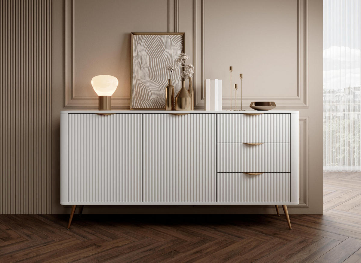 SIDEBOARD LANTE Weiß 163x38x81 cm - Weiß, Holzwerkstoff (163/81/38cm) - FURNLUX