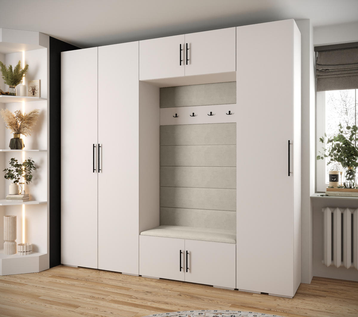 GARDEROBEN-SET 236,7/250/47 - Beige/Schwarz, Holz/Kunststoff (250/236.7/47cm) - Abiks Möbel