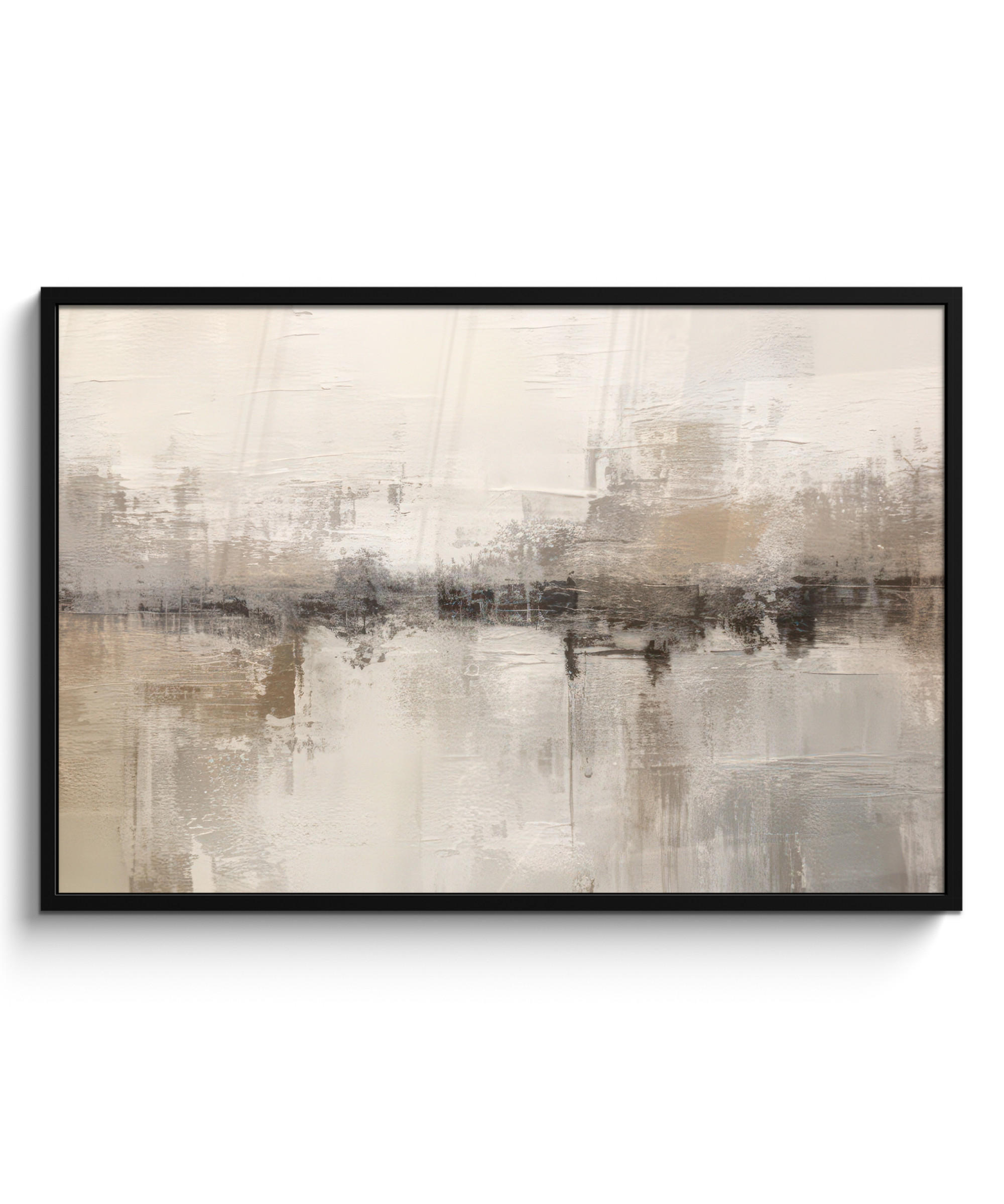 POSTER MIT RAHMENGERAHMTES BILD Moderne Kunst - Abstrakt - Beige 120x80 cm - Beige, Papier (120/80cm) - MuchoWow