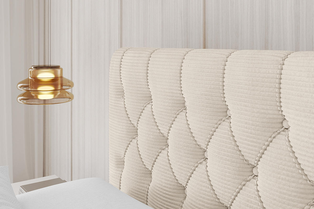 POLSTERBETT mit Bettkasten und Lattenrost, Boxbett ohne Matratze - LARO 120x200 Beige - Creme, Holzwerkstoff/Textil (120/200cm) - ALTDECOR