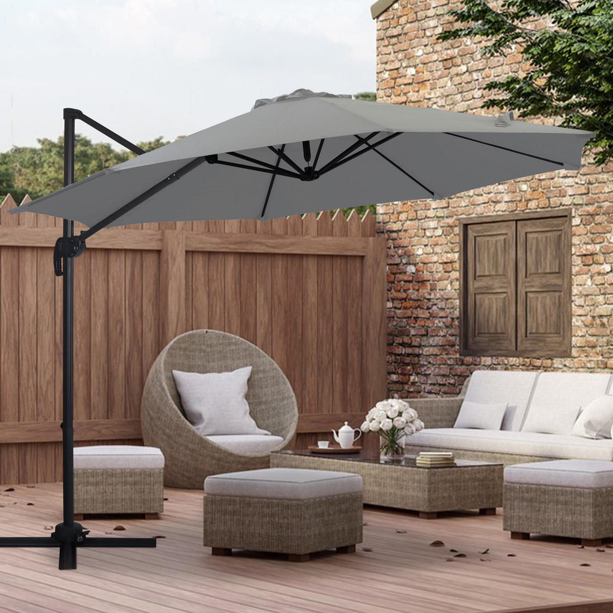 AMPELSCHIRM Hellgrau - Hellgrau, Textil (290/290cm) - SVITA