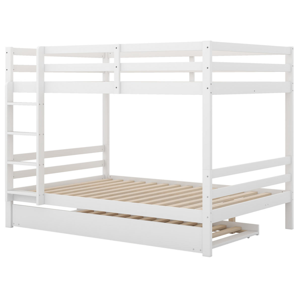 ETAGENBETT 140/200 cm Weiß mit Ausziehbett aus Kiefer - Weiß, Holz (140/200cm) - MIVRAY