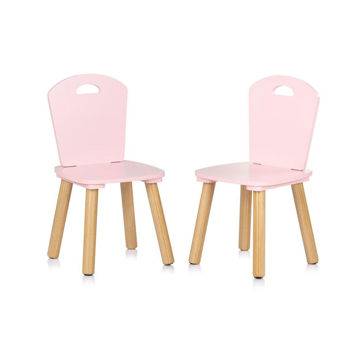KINDERSITZGRUPPE 3-teilig pink 55 x 55 cm, Holztisch, 2 Holzstühle, Kiefernholzbeine, weiß, 3-teilig - Rosa, Holzwerkstoff (55/45/55cm) - Chipolino