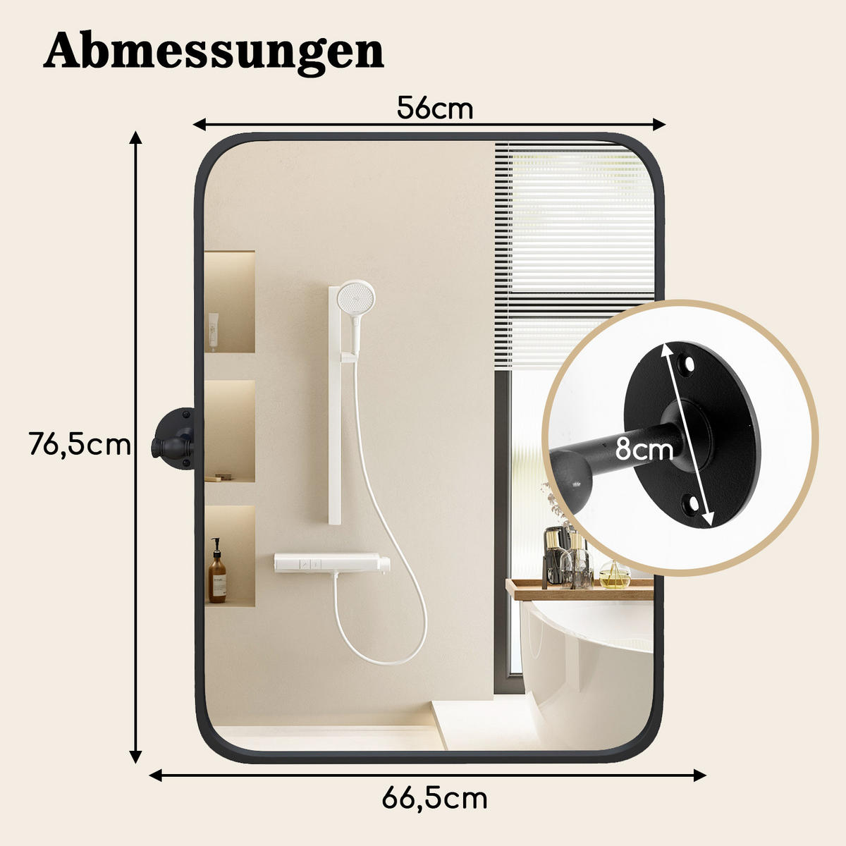 BADEZIMMERSPIEGEL Schwarz - Schwarz, Glas (66.5/2.5/76.5cm) - COSTWAY
