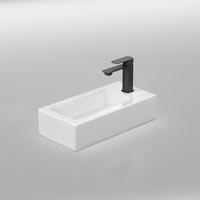 HANDWASCHBECKEN mit pflegeleichter Oberfläche, 1 Hahnloch Weiß 36,5 / 18 / 9 cm - Weiß Hochglanz, Keramik (18/9/36.5cm) - EMKE