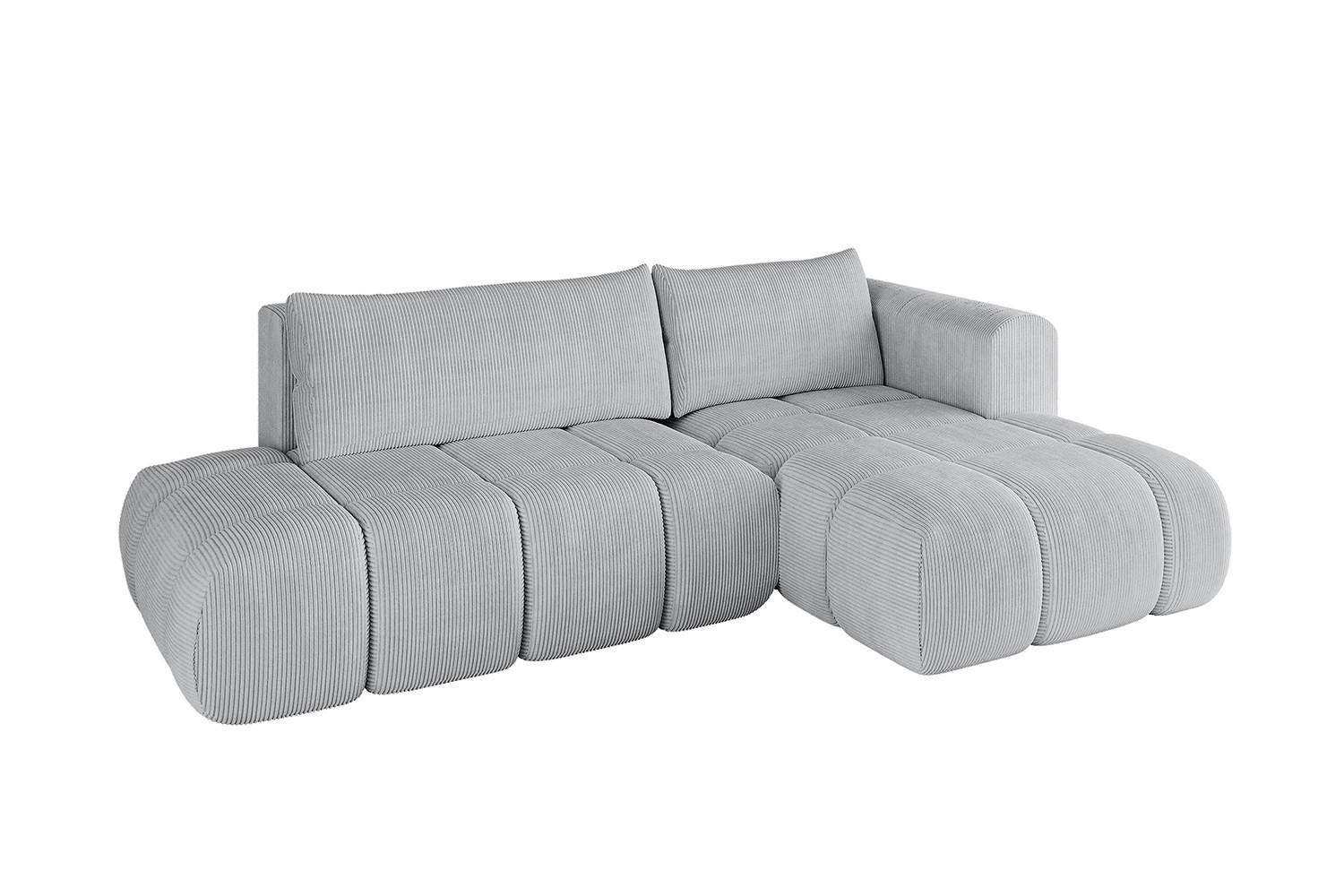 ECKSOFA Ottomane Rechts CLOUD-L 280x185x90 Grau Cord - Grau, Holzwerkstoff/Kunststoff (185/280cm) - ALTDECOR