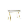 SCHMINKTISCH Weiß - T-102, Hochglanz, Schubladen Push-to-Open 102x50x80 cm Weiß/Gold - Goldfarben/Weiß, Holzwerkstoff/Kunststoff (50/102/80cm) - DomoHome