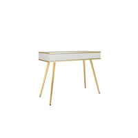 SCHMINKTISCH Weiß - T-102, Hochglanz, Schubladen Push-to-Open 102x50x80 cm Weiß/Gold - Goldfarben/Weiß, Holzwerkstoff/Kunststoff (50/102/80cm) - DomoHome
