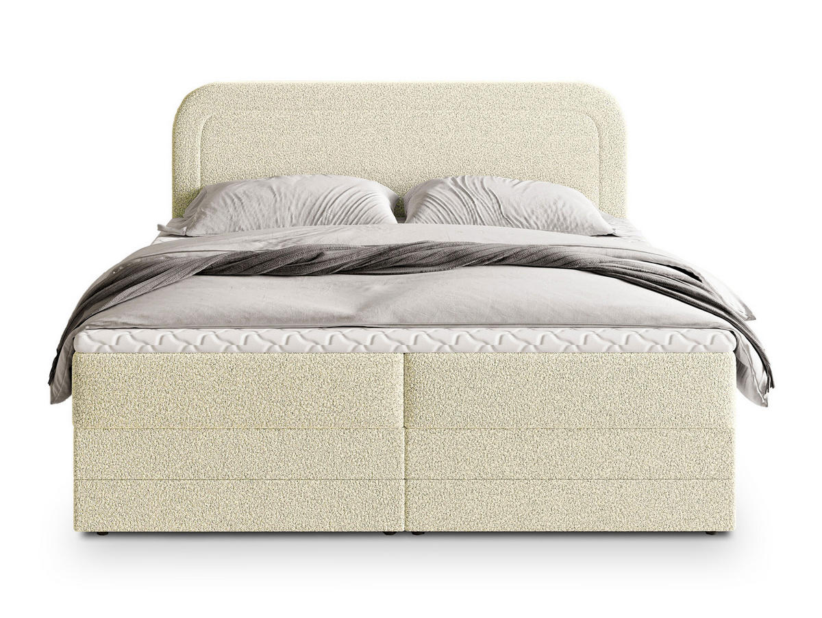 POSTEL BOXSPRING ARMEL 160x200 cm, s matrací a úložným prostorem, krémová - krémová, kompozitní dřevo/textil (160/200cm) - MASSENO