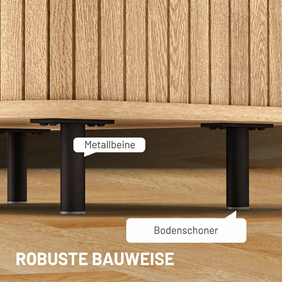 NACHTTISCH MDF Eiche - Eichefarben/Schwarz, Holzwerkstoff/Metall (48/40/48cm) - HOMCOM