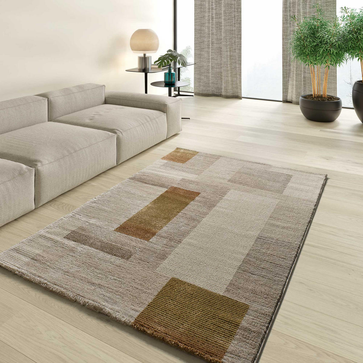 WEBTEPPICH Erdfarbe Melfi 160/230 cm - Hellbraun/Kupferfarben, Naturmaterialien/Textil (160/230cm) - Atticgo