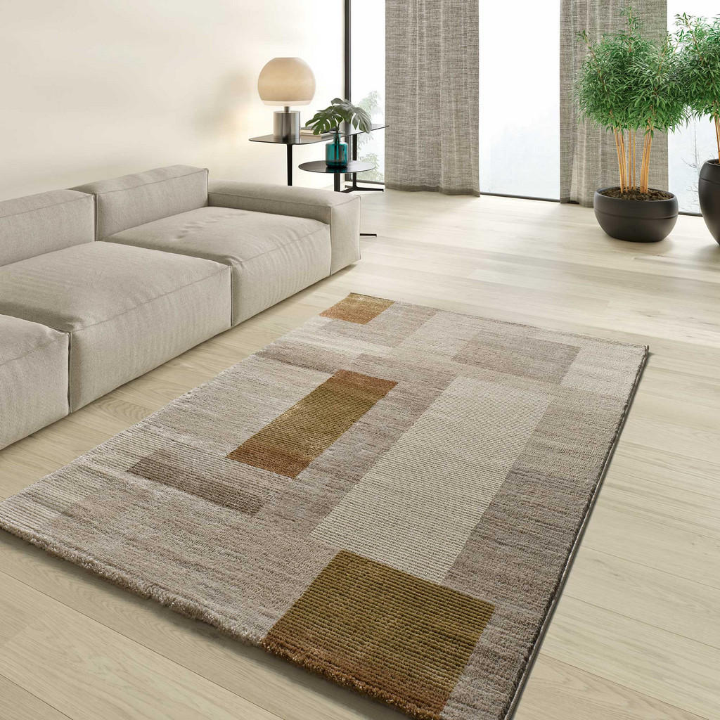 Thumbnail - Atticgo Webteppich, Kupfer, Hellbraun, Textil, Abstrakt, Rechteckig, 140x200 cm, Oeko-Tex® Standard 100, in verschiedene...