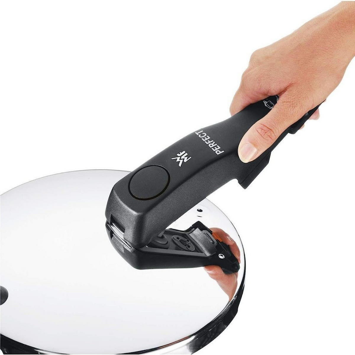 SCHNELLKOCHTOPF Perfect Edelstahl 6,5 L Cromargan Induktion 22 cm - Schwarz/Nickelfarben, Kunststoff/Metall (6.5L) - WMF