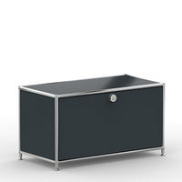 TV Board mit Klappe & Schloss, Breite 77 cm, Anthrazitgrau - Chromfarben/Silberfarben, Metall (40/43/77.2cm) - Versee