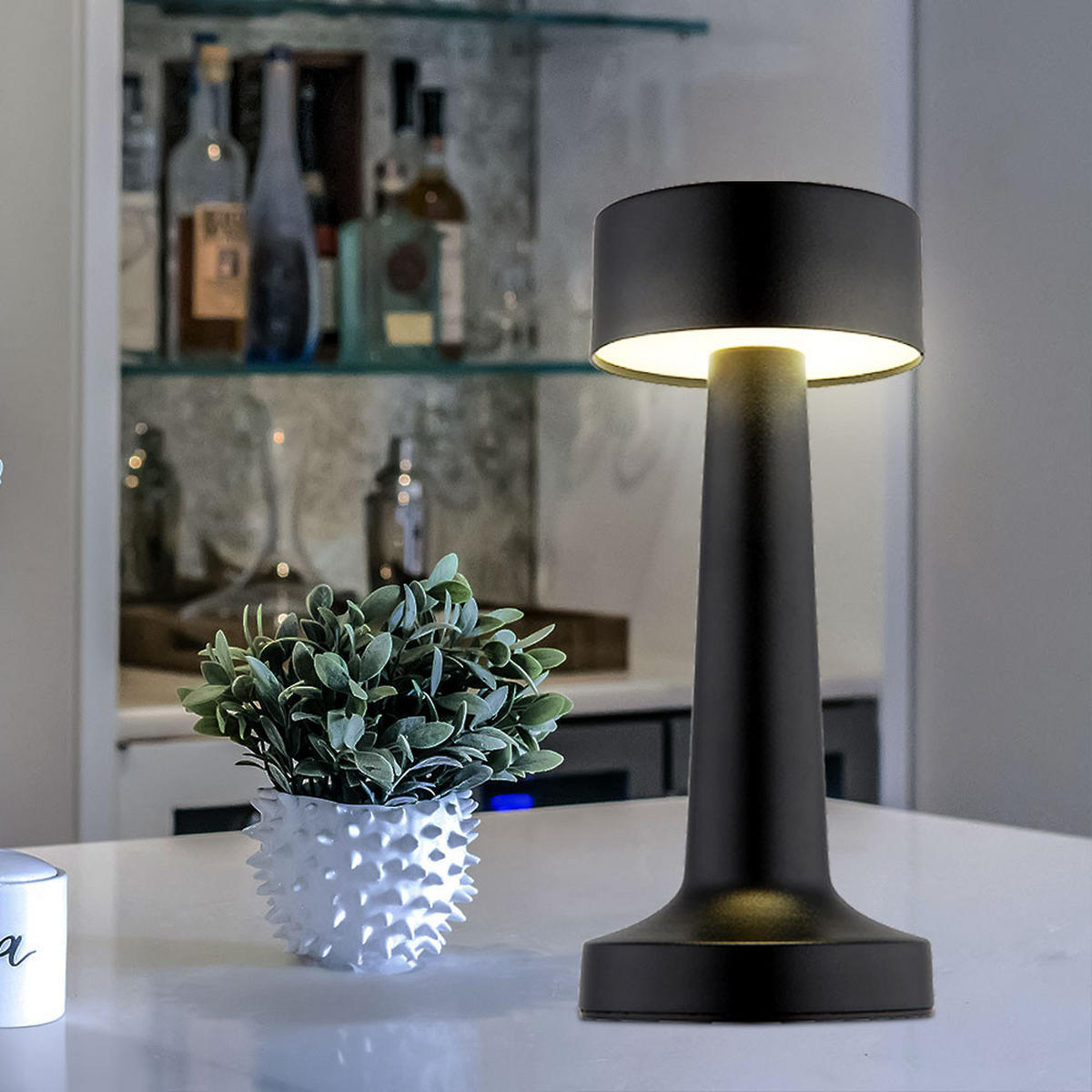 LED TISCHLEUCHTE ANGELIKA Schwarz - Schwarz, Metall (9/9/21cm) - Globo Lighting