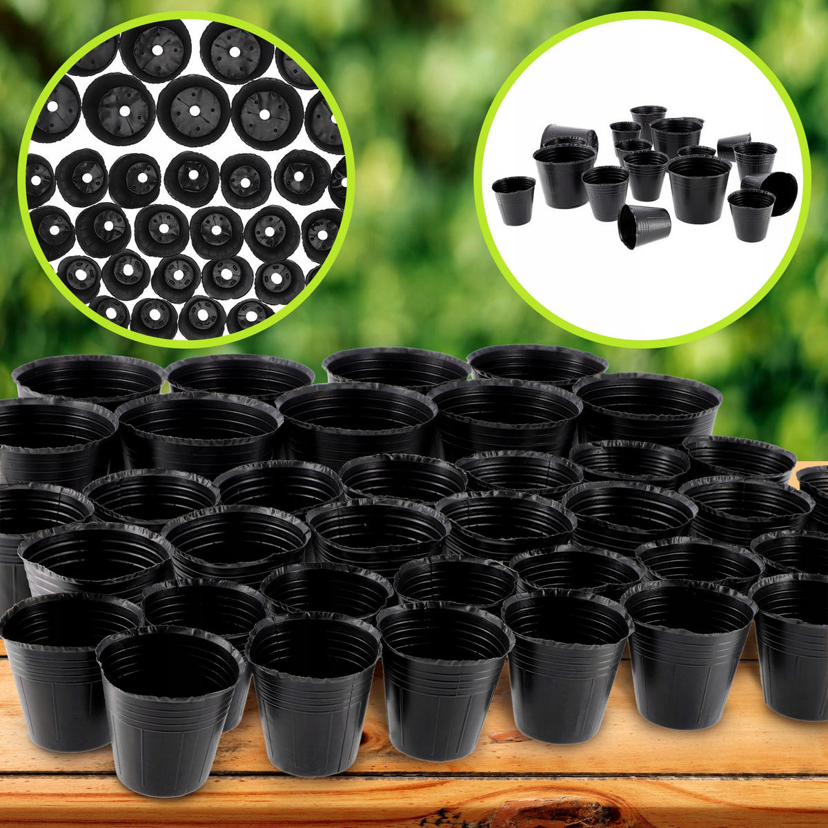 SAMENTOPF, rund, 6 cm, 100 Stück - Schwarz, Kunststoff - KADAX