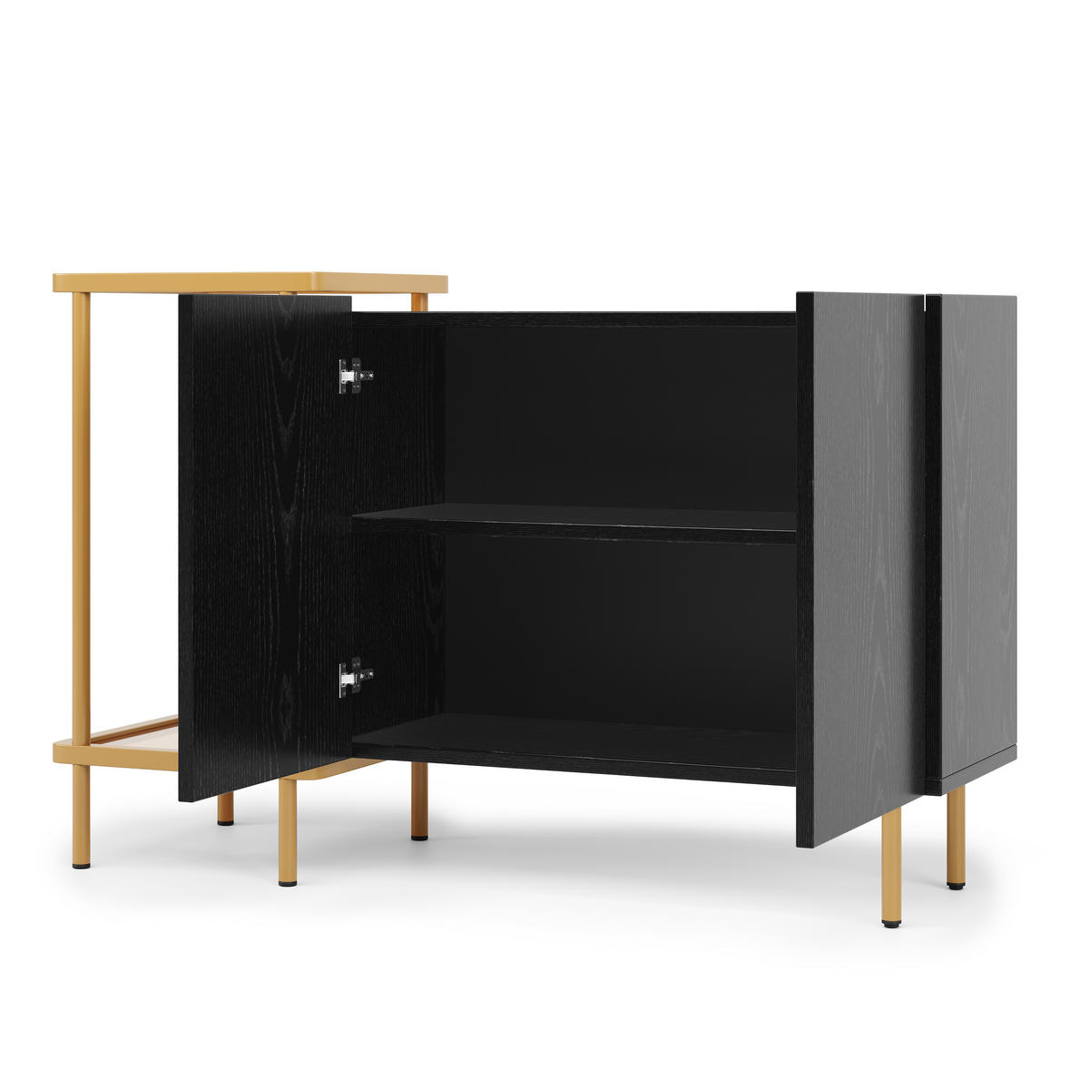 SIDEBOARD Modern mit Glas Schwarz 120x40x77.5cm - Schwarz, Holzwerkstoff (40/77.5/120cm) - FLIEKS