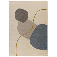 TEPPICH Beige Geometrisch In-Outdoor Pflanzlich Kurzflor Rechteckig 80 x 150 cm - Beige/Blaugrau, Textil (80/150cm) - Mazovia