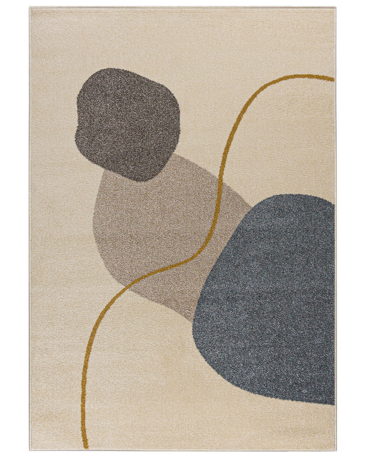 TEPPICH Beige Geometrisch In-Outdoor Pflanzlich Kurzflor Rechteckig 80 x 150 cm - Beige/Blaugrau, Textil (80/150cm) - Mazovia