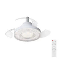 DECKENLEUCHTE mit Ventilator 40cm mit Fernbedienung, 3 Einstellbare Beleuchtungskörper, Typ B - Weiß, Kunststoff (40/40/14cm) - Kaket