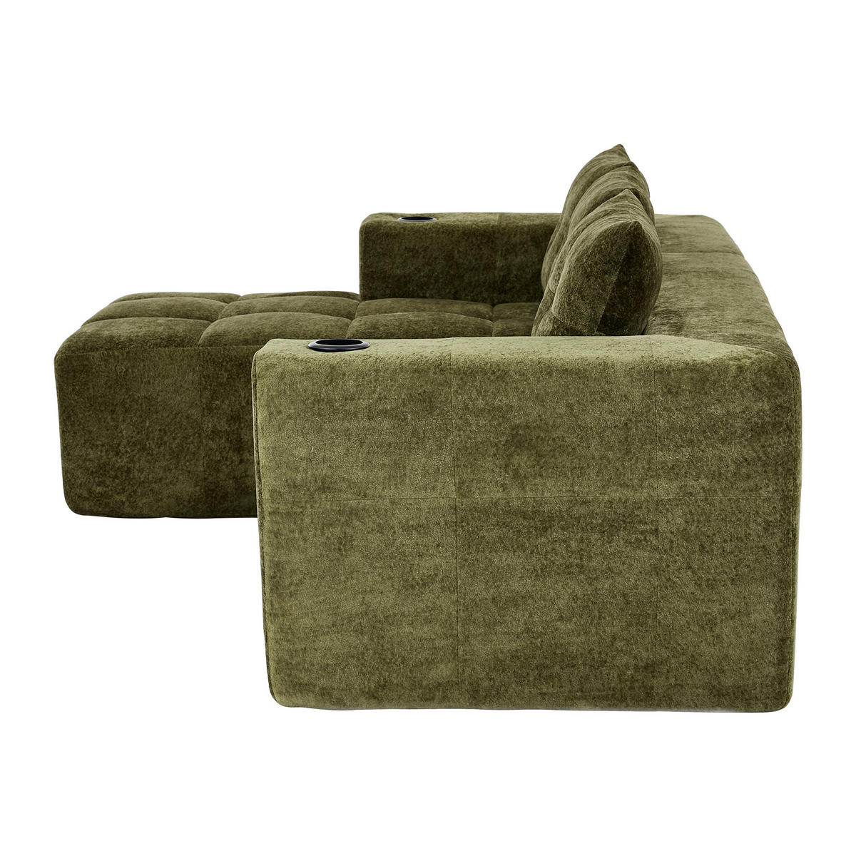 ECKSOFA 255/161/64 cm Grün mit Getränkehalter - Grün, Textil (258/163cm) - Oxeza