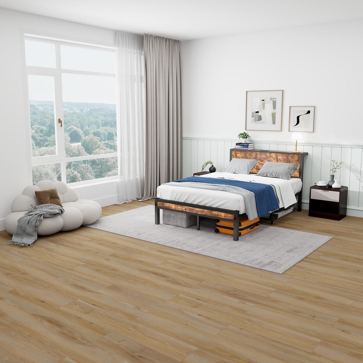 METALLBETT 120x200 cm Stauraum Kopfteil braun - Dunkelbraun, Holzwerkstoff (120/200cm) - LEBENLANG