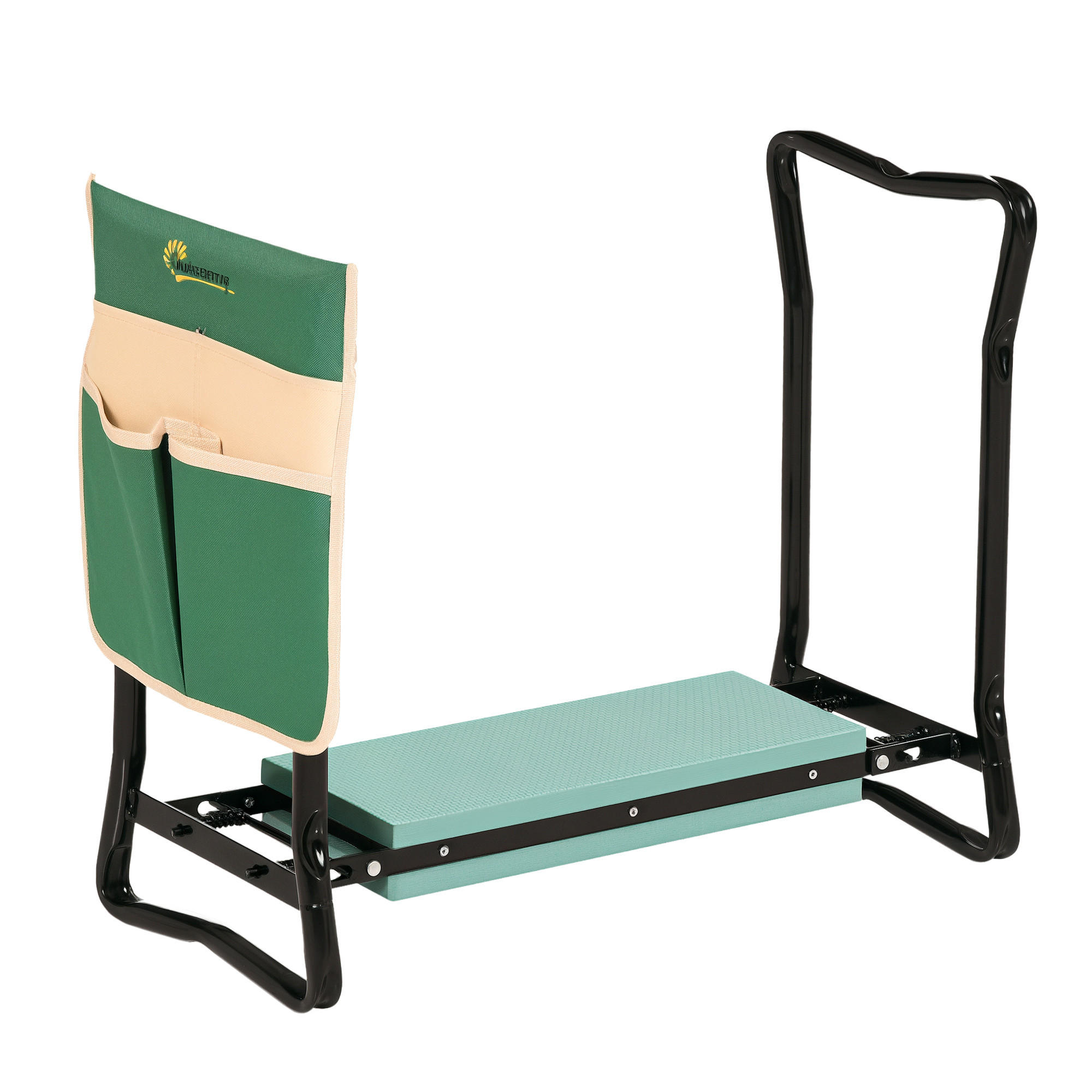KNIEBANK DE-13738 klappbar mit Kissen & Werkzeugtasche Grün - Grün, Metall (28/49/58cm) - ComfortXL