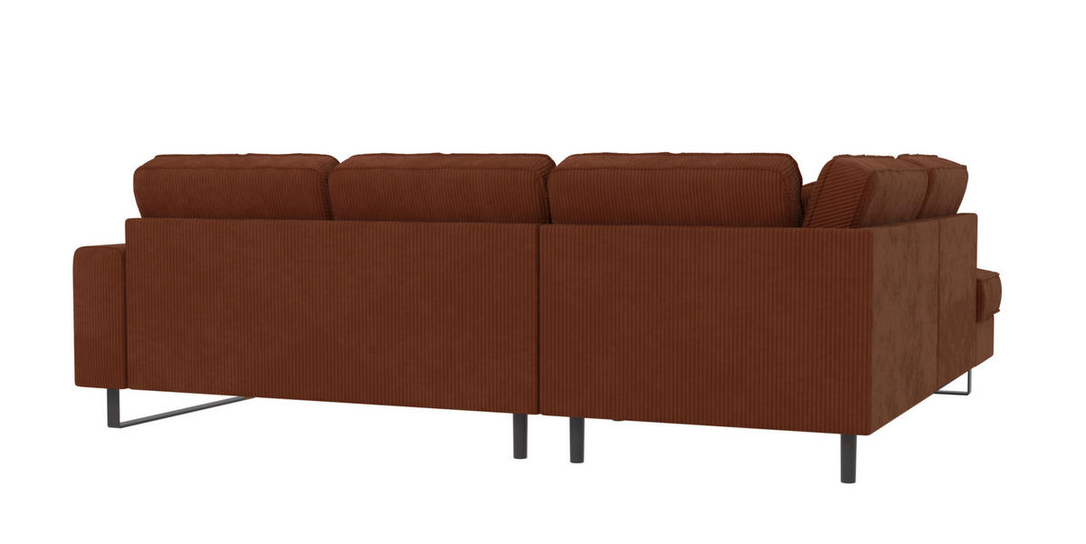 ECKSOFA Floe Terrakotta Cord - Terra cotta/Schwarz, Holz/Kunststoff (290/231cm) - S-Style Möbel