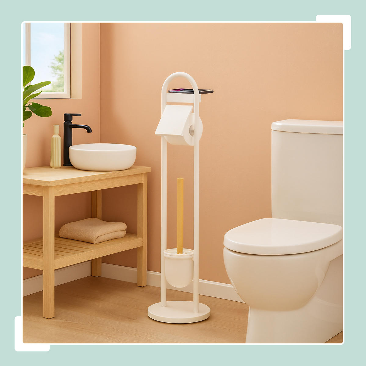 WC-GARNITUR - Weiß, Holz/Kunststoff (21.5/79/21.5cm) - Relaxdays