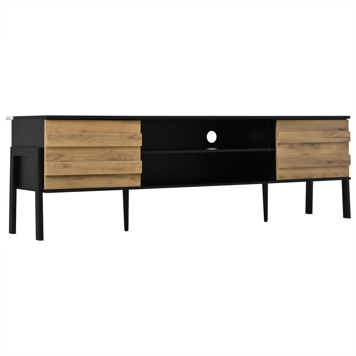 TV-LOWBOARD Balance Schwarz 175/39.5/53 cm - Schwarz, Holzwerkstoff (175/53/39.5cm) - PANGIVO