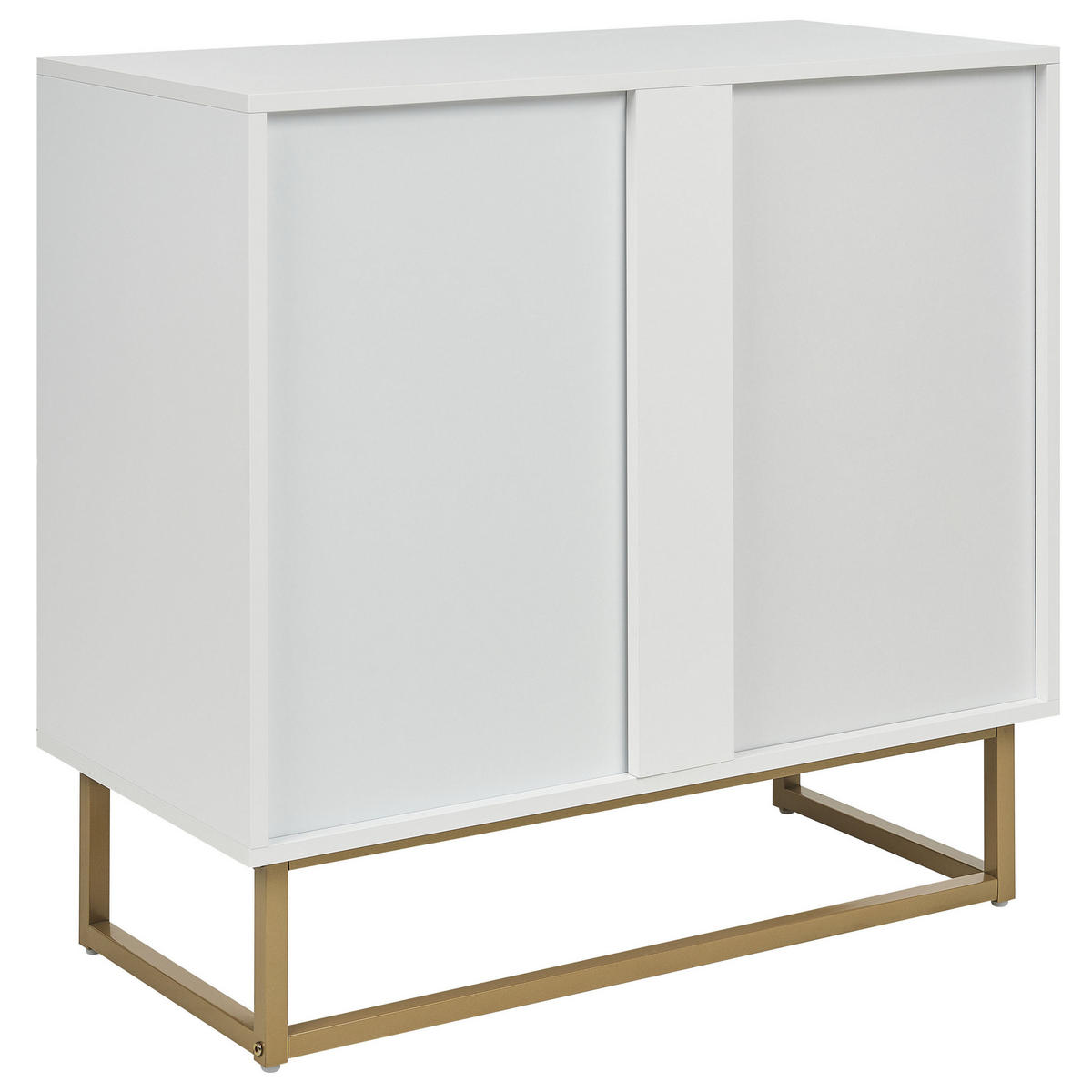 SIDEBOARD Weiß Alaska - Hellbraun/Goldfarben, Holzwerkstoff (80/80/40cm) - Beliani