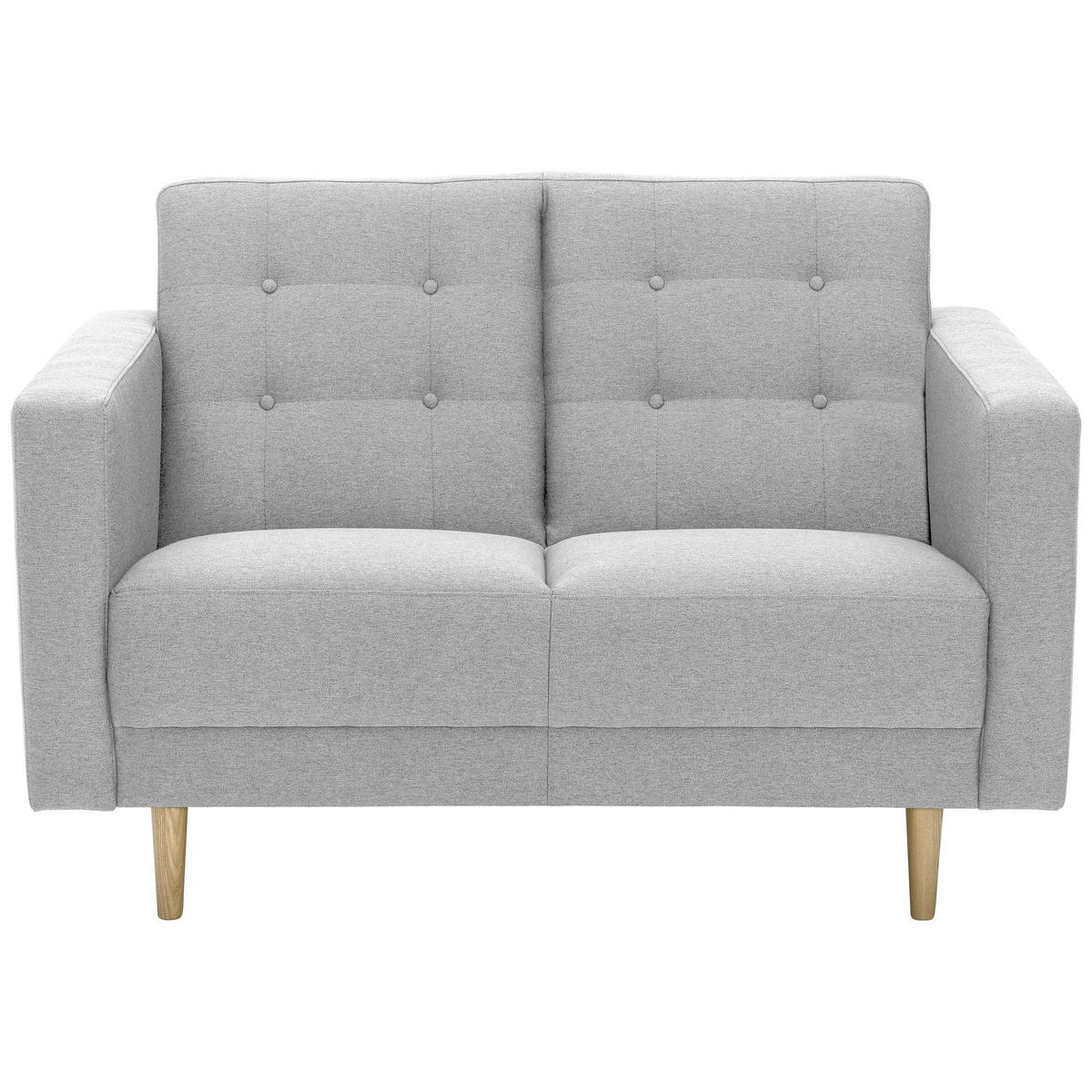 SOFA 2-Sitzer Kazia Flachgewebe hellgrau - Hellgrau, Kunststoff (128/81/83cm) - 58aufmkessel