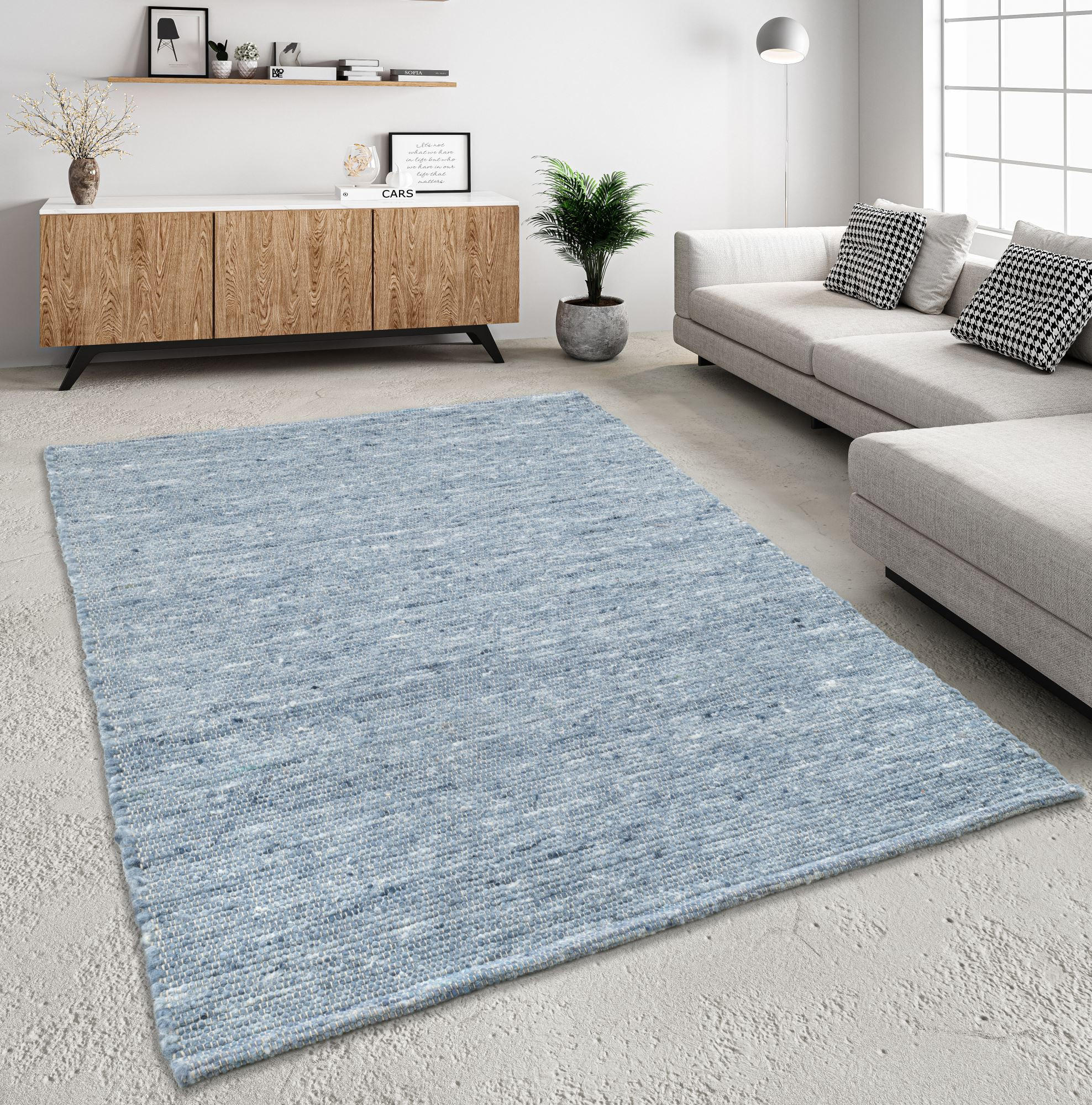 HANDWEBTEPPICH Alm-Freude 60x90 cm - Blau, Textil (60/90cm) - THEKO