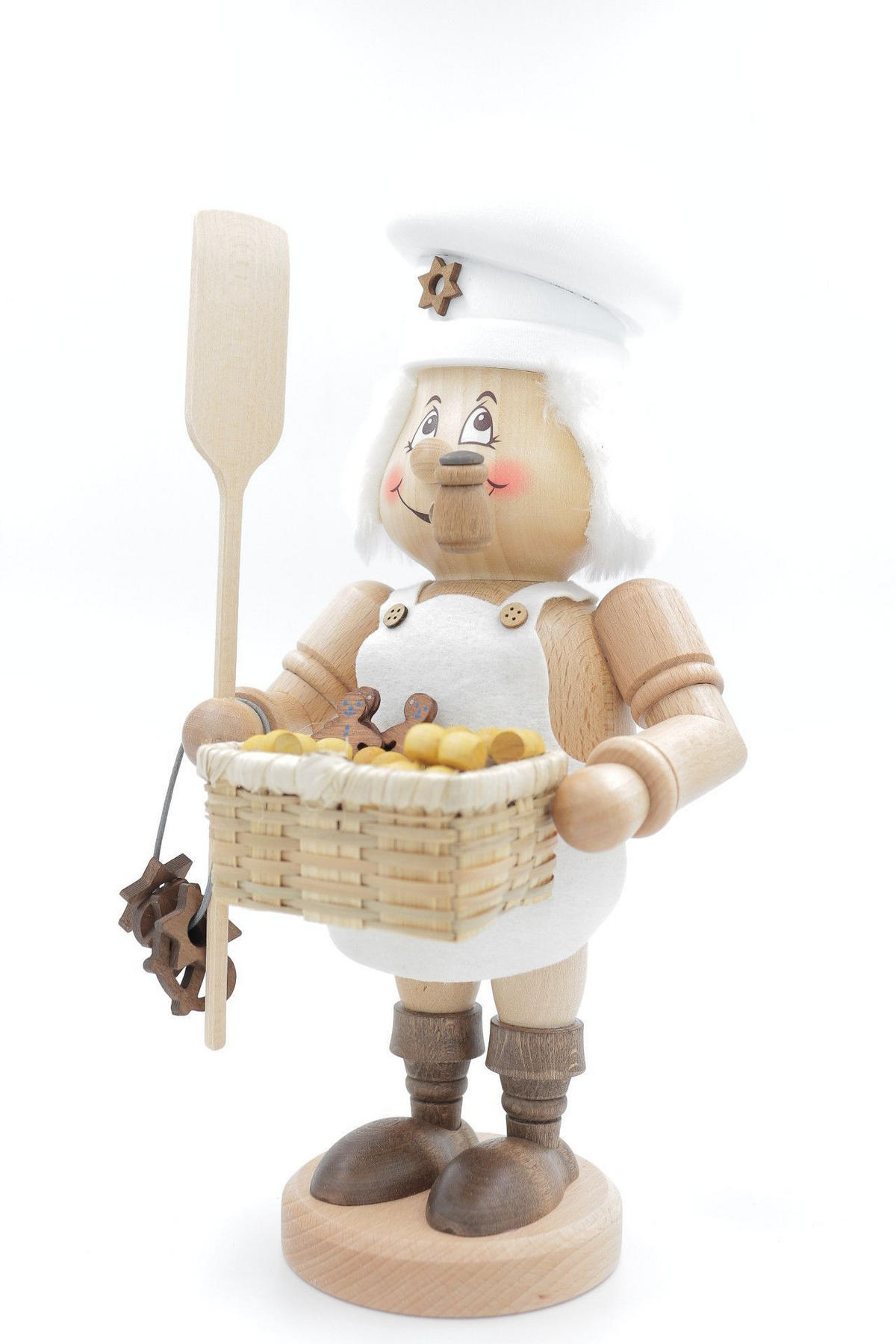 RAUCHFIGUR Wichtel Bäcker weiss 32 cm - Multicolor, Holz (15/35/0.1cm)
