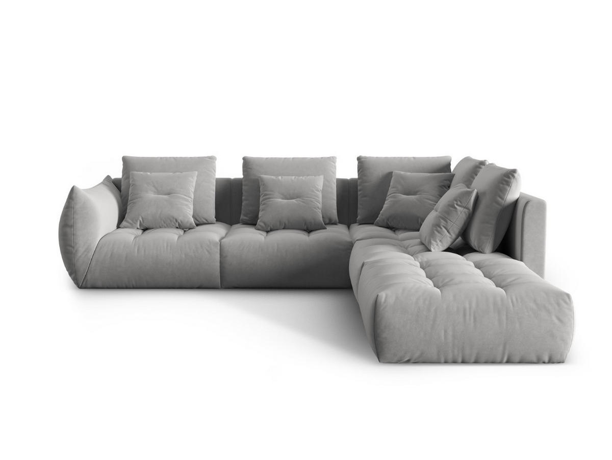 ECKSOFA modular rechts Bloom aus Samt grau 4 Sitzplätze - Grau, Textil (310/316cm) - Micadoni