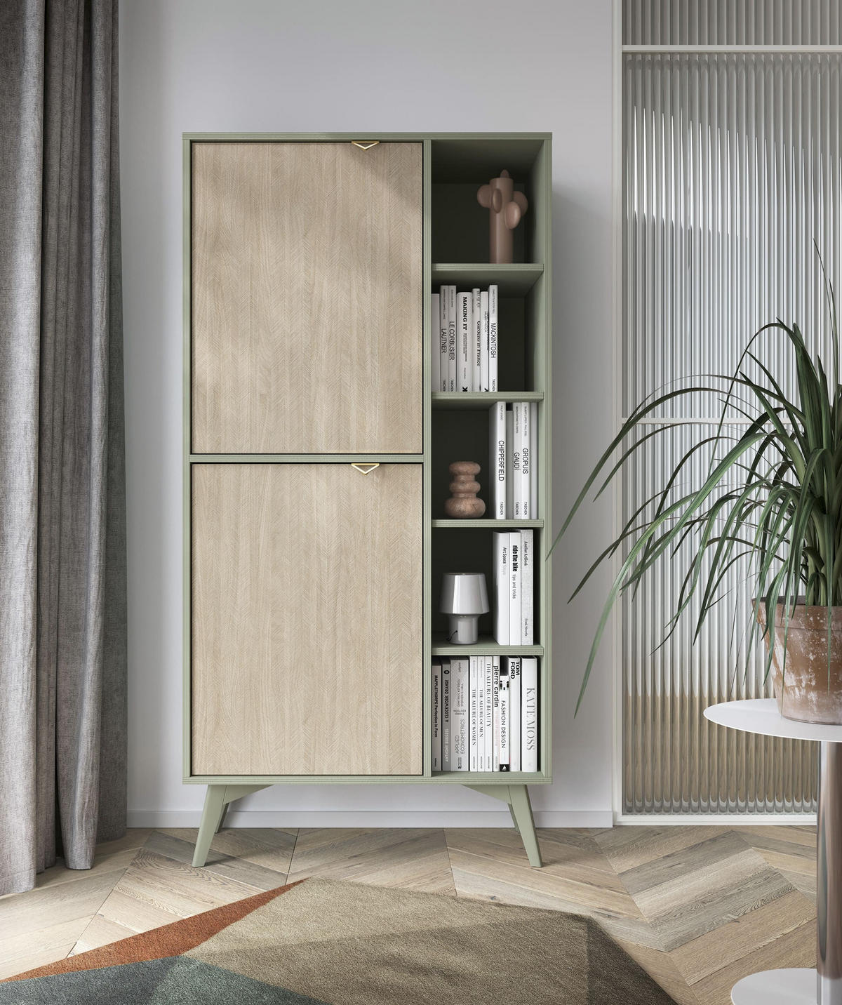 STANDREGAL - Abeto Grün Regal R80 - Eichefarben/Grün, Holz (80/160/38cm) - Möblo