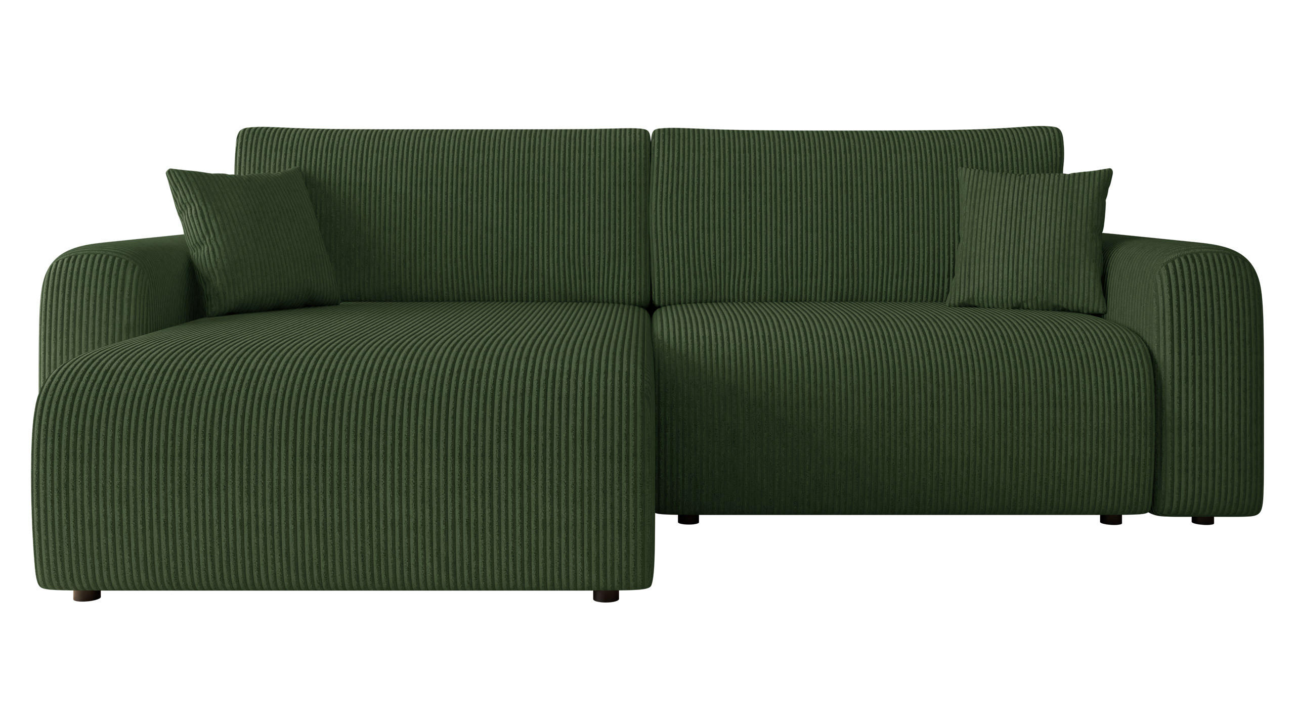 ECKSOFA Floryn L Cord - Schwarz/Grün, Holz/Kunststoff (245/145cm) - MIRJAN24
