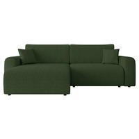 ECKSOFA Floryn L Cord - Schwarz/Grün, Holz/Kunststoff (245/145cm) - MIRJAN24