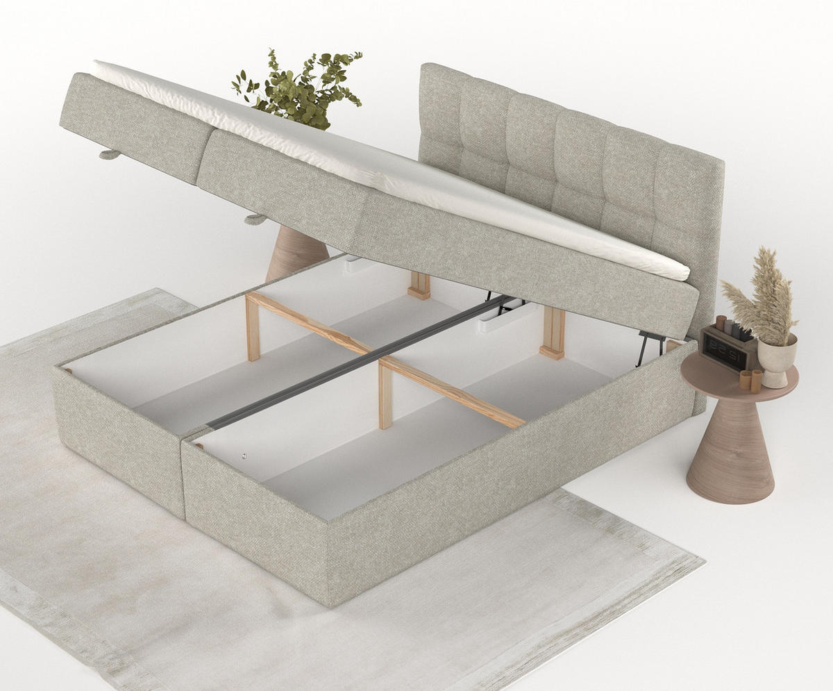 BOXBETT Shay Beige Grau 140/200 cm - Beige/Schwarz, Holz/Holzwerkstoff (140/200cm) - Maison de Reve