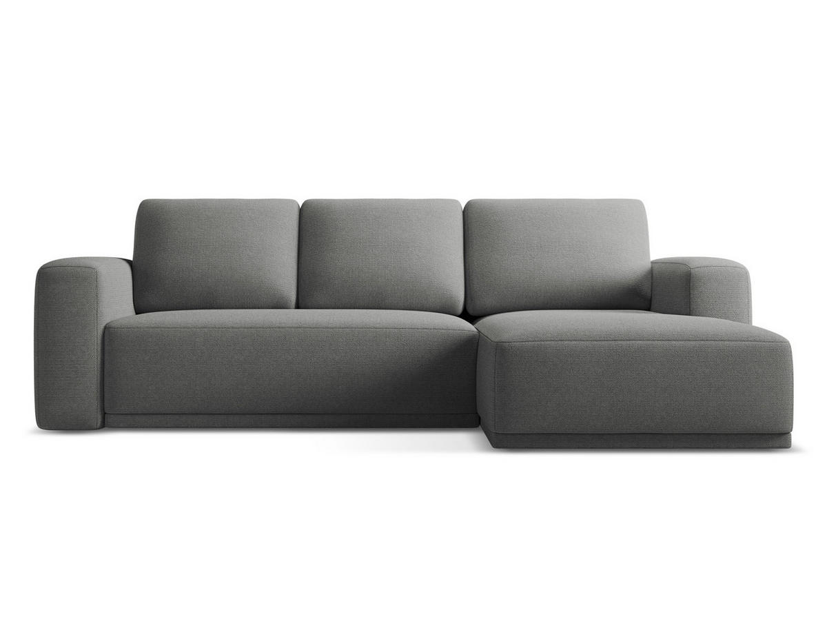 ECKSOFA mit Schlaffunktion Chenille Stoff Grau - Schieferfarben/Schwarz, Kunststoff/Textil (258/160cm) - Makamii